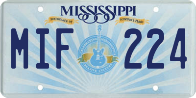 MS license plate MIF224
