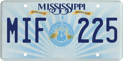MS license plate MIF225