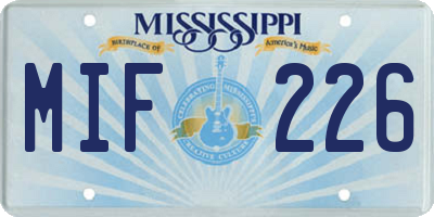 MS license plate MIF226