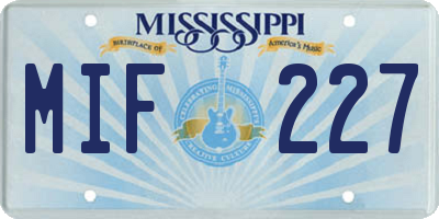 MS license plate MIF227