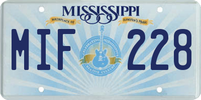 MS license plate MIF228