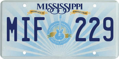 MS license plate MIF229