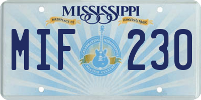 MS license plate MIF230