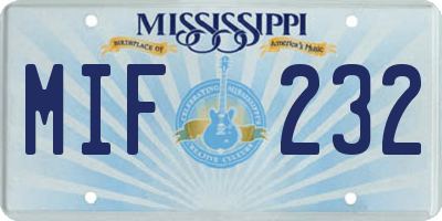 MS license plate MIF232