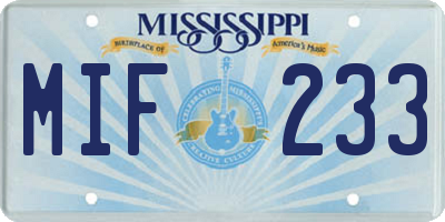 MS license plate MIF233