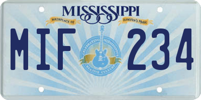 MS license plate MIF234