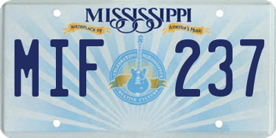 MS license plate MIF237