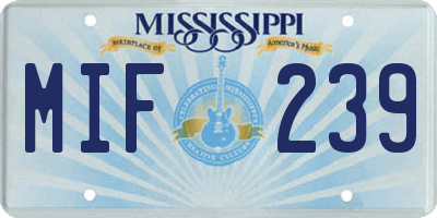 MS license plate MIF239