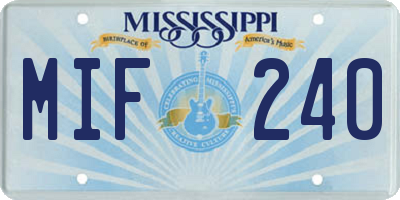 MS license plate MIF240