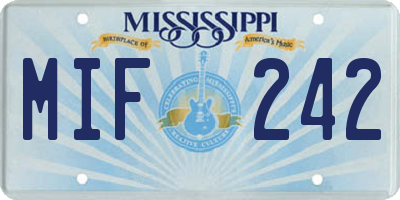 MS license plate MIF242