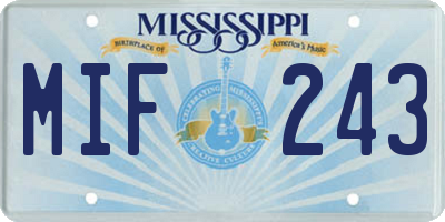 MS license plate MIF243