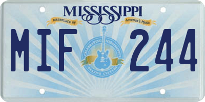 MS license plate MIF244