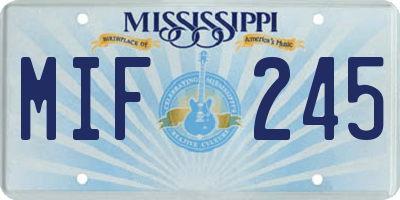 MS license plate MIF245