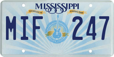 MS license plate MIF247