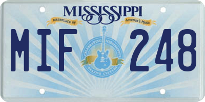 MS license plate MIF248