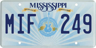 MS license plate MIF249