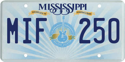 MS license plate MIF250
