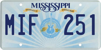 MS license plate MIF251