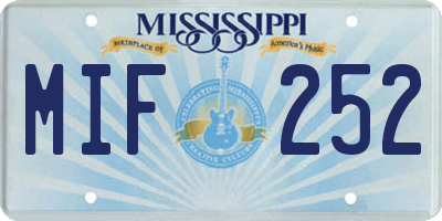 MS license plate MIF252