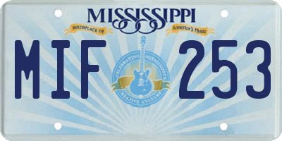 MS license plate MIF253