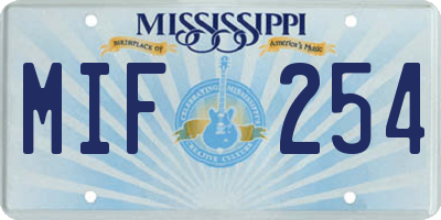 MS license plate MIF254
