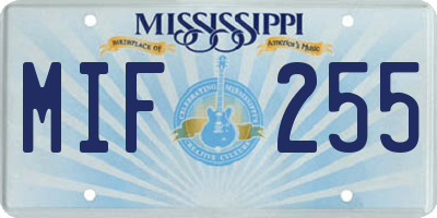 MS license plate MIF255