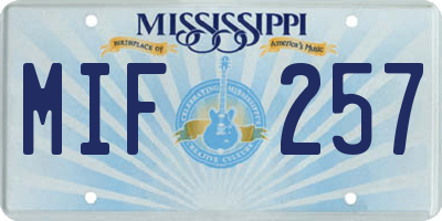 MS license plate MIF257