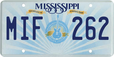 MS license plate MIF262