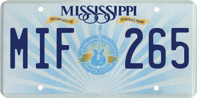 MS license plate MIF265