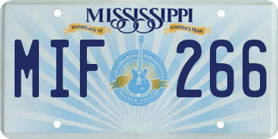 MS license plate MIF266
