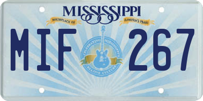 MS license plate MIF267