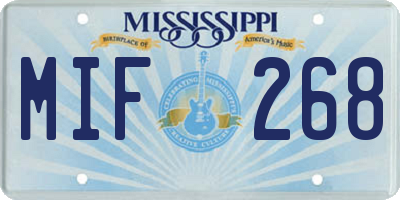 MS license plate MIF268