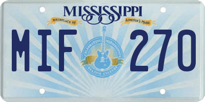MS license plate MIF270