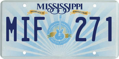 MS license plate MIF271