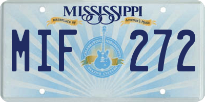 MS license plate MIF272