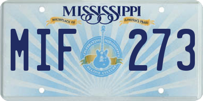 MS license plate MIF273