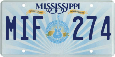 MS license plate MIF274