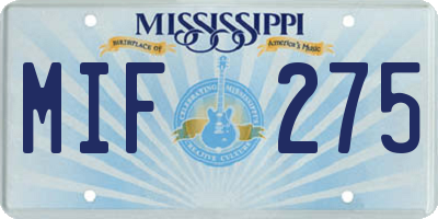 MS license plate MIF275