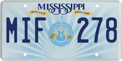 MS license plate MIF278