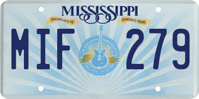 MS license plate MIF279