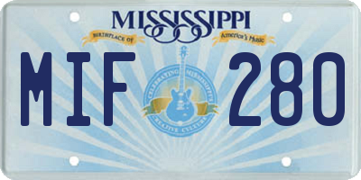 MS license plate MIF280