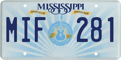 MS license plate MIF281