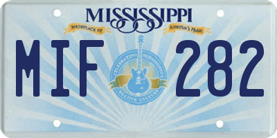MS license plate MIF282