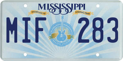 MS license plate MIF283