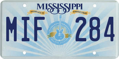 MS license plate MIF284