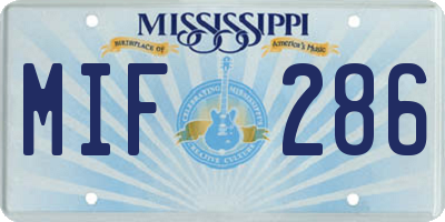 MS license plate MIF286