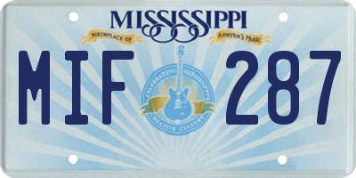 MS license plate MIF287