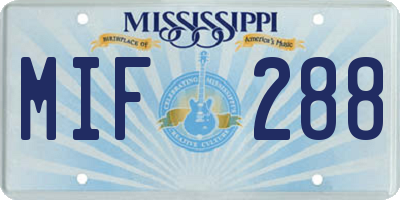 MS license plate MIF288
