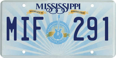MS license plate MIF291