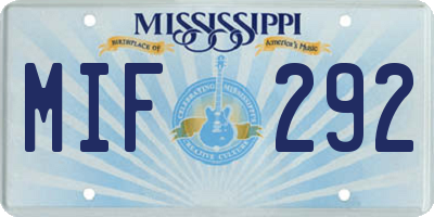 MS license plate MIF292
